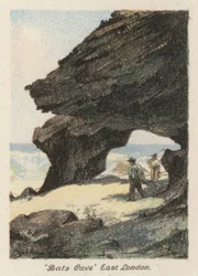 Republika Południowej Afryki: "Jaskinia nietoperzy", wschodni Londyn (kolorowa litografia)