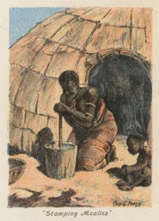 Republika Południowej Afryki: "Stamping Mealies" (kolorowa litografia)