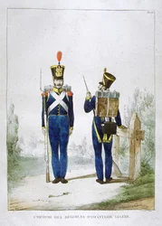 Mundur pułku lekkiej piechoty, Francja, 1823 r.