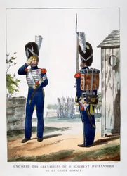 Mundury grenadierów... francuskiej gwardii królewskiej, 1823 r.