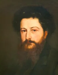 Retrato de William Morris na casa dos trinta, c.1870 (óleo sobre tela)polonês