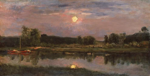 Krajobraz rzeki księżycowej, c.1855 (olej na pokładzie)