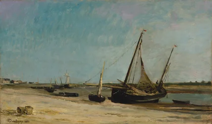 Łodzie na wybrzeżu w Étaples, 1871.