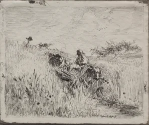 Ścieżka przez pole zboża, oryginalny nadruk 1862, wydrukowany w 1921 r.
