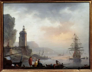 Obraz nad morzem autorstwa Charles Francois Grenier de Lacroix dit Lacroix de Marseille (1720-1779) XVIII-wieczna Marsylia, Musee des Beaux Arts