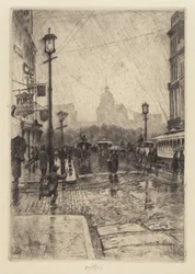 Deszczowy dzień, Broadway, prawdopodobnie 1890.