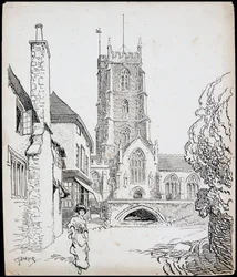 Widok z południa na kościół Priory St George, Dunster, Somerset