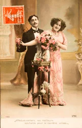 Stara pocztówka/Szczęśliwego Nowego Roku/Pozdrowienia