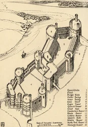 Widok z lotu ptaka na zamek Caernarvon, Północna Walia, 1931