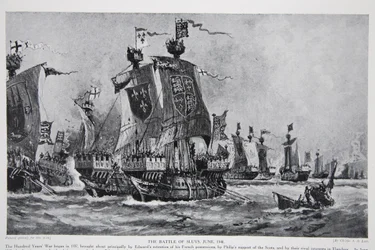 Bitwa pod Sluys, 24 czerwca 1340 r., ilustracja z "Hutchinson
