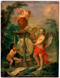 Amorek ostrzący strzałę, 1750.