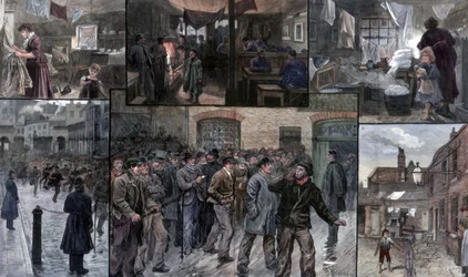 Cierpienie na East End w Londynie, 1886.