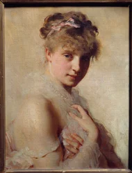 Portret młodej dziewczyny. Obraz Charlesa Chaplina (1825-1891)