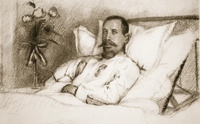 Dowódca, którego zranienie sir Ian Hamilton nazwał katastrofą: generał Gouraud w szpitalu w Paryżu, z „The Illustrated War News”, 1915