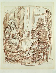 Głód węgla (pióro i brązowy atrament na papierze)