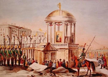Błogosławieństwo wód w Petersburgu, ok. 1820 (litografia kolorowa)
