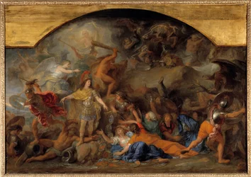 Holland War (1672-1679): „” Franche-Comte podbity po raz drugi w 1674”” Obraz Charlesa Lebruna (Le Brun) (1619-1690) XVII-wieczne słońce. 0,93x1,4 m²