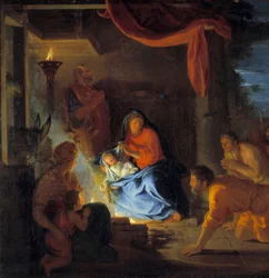 Adoracja pasterzy. Fragment obrazu Charlesa Lebruna (Le Brun) (1619-1690) 1690 nd. 1,51x1,17 m²