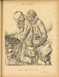 Ilustracja Charlesa Leandre (1862-1934) w Le Rire, 29.05.20 - Loriot i jego towarzysz Lenine - Uss - Lenine, Loriot