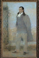 Portrait en pied de Georges Courteline (1858-1929) Francuski powieściopisarz i dramaturg w 1898 r. Obraz Charlesa Leandre (1862-1934). 1898. Zwiedzanie Muzeum Sztuk Pięknych