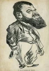 Portret Bernarda Paula dit Tristana-Bernarda (1866-1947), francuskiego pisarza i komika. Karykatura Charlesa Leandre (1862-1934), w „Tales of Pantruche i gdzie indziej” Tristana Bernarda, Petite Collection du „Rire”, Paryż