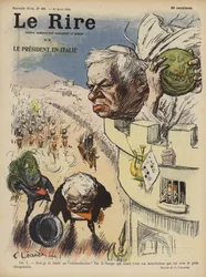 Wizyta prezydenta Francji Loubeta we Włoszech. Ilustracja do Le Rire