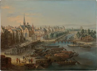 Widok na Arsenał, port Saint Paul i quai des Célestins w Paryżu, lata 30. XVIII wieku.