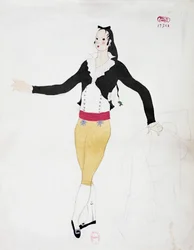 Kostium dla postaci Figara z Cyrulika sewilskiego Gioacchino Rossiniego, szkic Charlesa Martina (1884-1934)