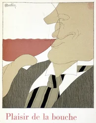Przyjemność ust - w „” Monseigneur le vin”, rysunek Charles Martin (1884-1934), broszura Nicolas Establishments