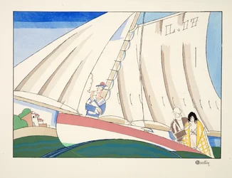 Jachting z Sports & Divertissements, wyd. 1914 (druk pochoir)