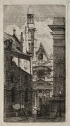 Akwaforty Paryża: Kościół św. Stefana z Góry, 1852.