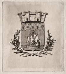 Akwaforty Paryża: Symboliczne herby miasta Paryża, 1854.