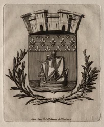 Akwaforty Paryża: Symboliczne herby miasta Paryża, 1854.
