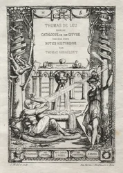 Frontyspis do katalogu rycin Thomasa de Leu, 1866.