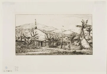 Nowa Kaledonia: Duża chata tubylców na drodze z Balade do Puépo, 1845