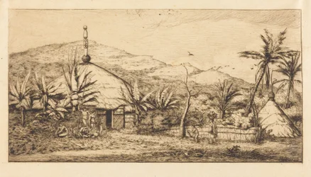Nowa Kaledonia: Duża chata tubylcza przy drodze z Balade do Puebo, 1845 r. (New Caledonia: Large Native Hut on the Road from Balade to Puebo, 1845)