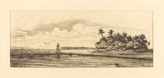 Oceania, wyspy w Uvea (Wallis); Peche aux palmes, 1845 (Oceania: Fishing, Near Islands with Palms in the Uea or Wallis Group)