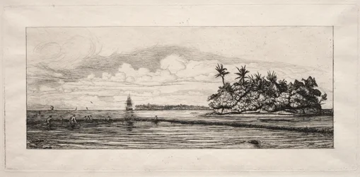 Oceania: Łowienie ryb w pobliżu wysp z palmami w grupie Uea lub Wallis, 1863.