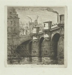 Pont Neuf nad Sekwaną w Paryżu Nowy most Akwaforty na Paryżu (tytuł serii)