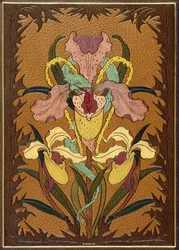 Doublure z „Les Fleurs du Mal” Charlesa Baudelaire, przedstawiającego węża owiniętego wokół tęczówki