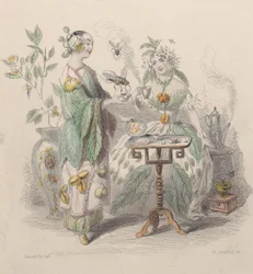 Herbata i kawa, z Les Fleurs Animées, 1847.