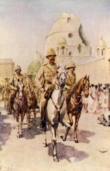 Lord Kitchener wkraczający do Omdurmanu po bitwie (kolorowa litografia)