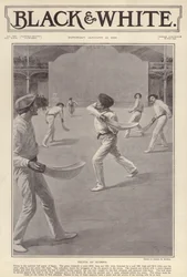 Baskijski sport pelota rozgrywany w Olimpii w Londynie (litho)