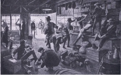 Burowie plądrują sklep w posiadłości Grange River, ilustracja z filmu After Pretoria: The Guerilla War, 1902