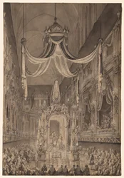 Pogrzeb Marii Teresy z Hiszpanii, Delfinki z Francji, w kościele Nôtre Dame...1746, ok. 1930. 1746.