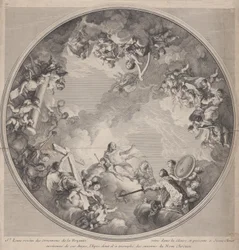 Święty Ludwik przedstawiający swój miecz Chrystusowi, według projektu sufitu, 1755-90.