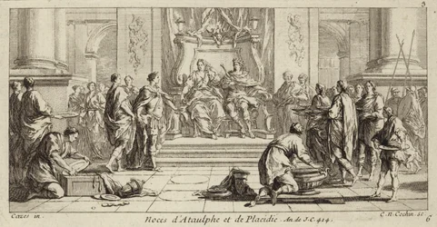 Ślub Galli Placydii i Ataulfa, króla Wizygotów, Narbonne, 414 (rycina)