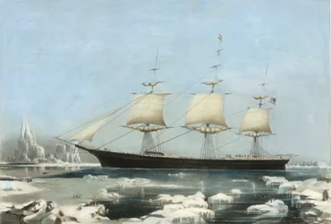 Clipper Ship Red Jacket - W lodzie u wybrzeży Przylądka Horn, na jej przejściu z Australii do Li..., 1855
