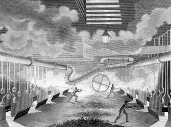 Ogólny widok gazowni z ładowaniem retort, 1835