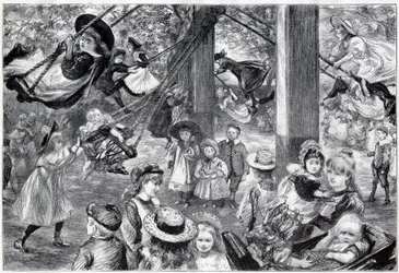 Plenerowa sala gimnastyczna dla dzieci w Battersea Park, Londyn - 1898 - zaczerpnięta z życia przez Paula Renouarda